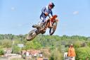 Action from the MX2 races at the British Motocross Championships at Lyng