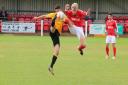 Jack Barber, left, in action for Fakenham Town on Saturday. Picture: TONY MILES