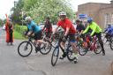 Cyclists set off on a previous Beccles Cycle for Life