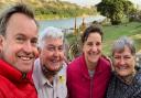 Derek Hewitt (second from left) with his wife Etta (right), son Julian and daughter-in-law Ena at Dungbeetle River Lodge