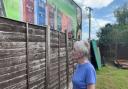 Sandra Ashmore looks on at the HGV trailers which have appeared in the field next to her home