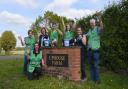 Launching the 'Scrambling for YANA' egg and spoon race, from left, Patrick Joice's mother Jenny, NFU chief poultry adviser Aimee Mahony, YANA representative Di Strangroom, Patrick's children Jack and Olivia Joice with their mother Zanna and grandfather