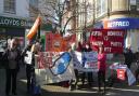 Mental health campaigners calling for an urgent boost in funding for services at a protest in Cromer earlier this year.