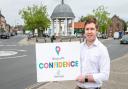 Sam Chapman-Allen, leader of Breckland Council, promoting the 'Shop With Confidence' campaign in Swaffham as lockdown restrictions are eased. Picture: Simon Finlay