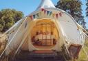 The Olive stargazer bell tent at Godwick Hall, near Fakenham.