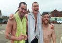 Archie, Murray and Henry (left to right) jumped off Wells quay into the water on Boxing Day.