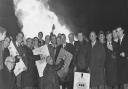 Amusement arcade owners burn their slot machines on Great Yarmouth beach in protest of a new tax which was introduced on them