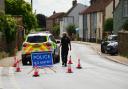 A police road closure in Docking Road following the crash