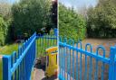 Work on the garden at Little Gillies daycare centre in Wells, (the left is before the work started, with the right being after)