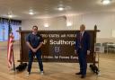 Ian Brown (left) curator of the RAF Suclthorpe Heritage Centre with MP Jerome Mayhew