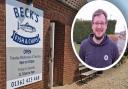 Matthew Beck (inset) has been speaking about the first year of business at Beck’s Fish and Chips in North Elmham