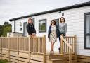 Willerby Business Development Manager Gemma Pudsey, centre, with Darren Williams, General Manager of Pinewoods Holiday Park, and Sue Pennington, Pinewoods’ Sustainability Manager, at the Willerby All-E Dorchester on site at Pinewoods.