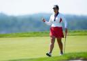 Lilia Vu reacts after making a vital putt on the 17th green before clinching the Solheim Cup for the United States (Chris Szagola/AP)