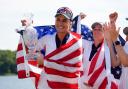 Lexi Thompson holds the Solheim Cup after helping the United States to victory against Europe (Matt York/AP)