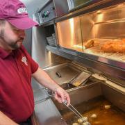 Battered pork, sage and onion stuffing balls being made at Drifters in Fakenham as part of their Christmas menu.