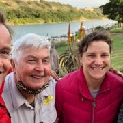 Derek Hewitt (second from left) with his wife Etta (right), son Julian and daughter-in-law Ena at Dungbeetle River Lodge