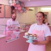 Owner Megan Hart and her husband Jimmy at the opening of Winibees Bakery in Sheringham in 2021 Picture: Newsquest