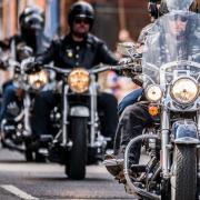 The Harley-Davidson Rally passes through Fakenham in 2016.