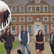 Rock band James is one of the headliners at Wide Skies and Butterflies, the main image shows the organisers at the Raynham Estate.Pictured (L-R) are: Abbie Panks and Lord Tom Raynham (from the Raynham estate) Gilly the dog, and festival organisers Samira