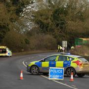 Police blocking Fakenham Road due to a multiple vehicle crash. Picture: Danielle Booden