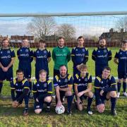 North Elmham Football Club's mens team ahead of their 4-3 friendly against Yaxham Reserves