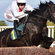 Harry Skelton leads Nube Negra to victory in the Greene King Novices Chase Picture:: Sonya Duncan