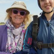 Skydiver Jaz Sampson with Janet Money from Dereham Cancer Care.  Picture supplied by Janet Money