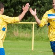 Matt Blake, right, is 100 not out at Plantation Park. Picture: BILL SMITH