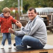 Landlord of the Railway Tavern in Dereham, Paul Sandford, (pictured with his 2 year-old grandson Charles Buchan) will switch on Dereham's Christmas Lights. Picture: Ian Burt