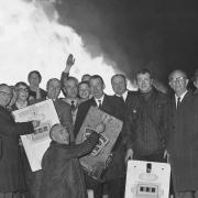 Amusement arcade owners burn their slot machines on Great Yarmouth beach in protest of a new tax which was introduced on them