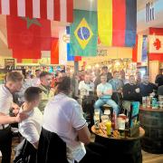 England fans watching the World Cup game against the USA at the Henry IV pub in Fakenham