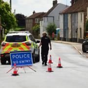 A police road closure in Docking Road following the crash