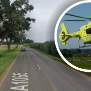 A motorcyclist has been airlifted to hospital