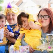 Elsie Gooderson celebrating her fifth birthday with her family, mum Rebecca, Jordan Hunt, and two-year-old Noah, as they tour round Fakenham which has been turned into Disneyland by the locals back in 2021