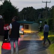 A mobile home blocked a road in Norfolk after falling off a trailer