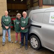 Crayford & Abbs’ Sales Director Rupert Fox (left) hands over the new electric van to Mid Norfolk Foodbank Trustees Dave Pearson (far right) and Trevor Theobald (second from left) and Operations Manager Suzanne Bushby