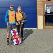 A couple walking the UK coastline have visited Wells lifeboat station