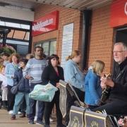 Hundreds of people queued outside the store