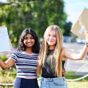 Vinethmi Kulasinghe, left, will be studying AI and robotics after getting 5 A*s.  Pictured with fellow student Amelie Thompson