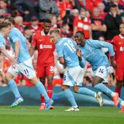 Nottingham Forest’s Callum Hudson-Odoi celebrates his winner against Liverpool (Peter Byrne/PA).