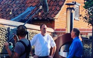 Michael Portillo cooking with executive head chef Jeremy Parke at No.Twenty9 Bar and Restaurant in Burnham Market.